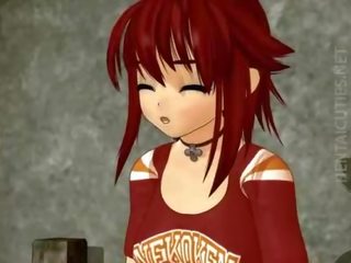 Feature hentai anak na babae makakakuha ng ipinako sa pamamagitan ng a halimaw