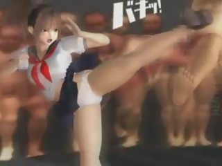 Flirty tatlong-dimensiyonal hentai bata kerida makakakuha ng gangbanged