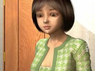 Slutty 3d animasi pornografi perempuan menggosok alat kemaluan wanita